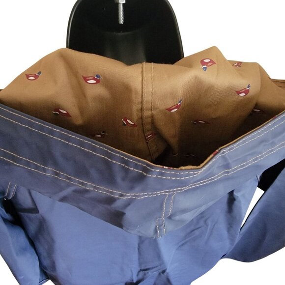 Reversable Mallard Duck Print Hooded Raincoat Snap Buttons Drawstring. Size L - Picture 14 of 16